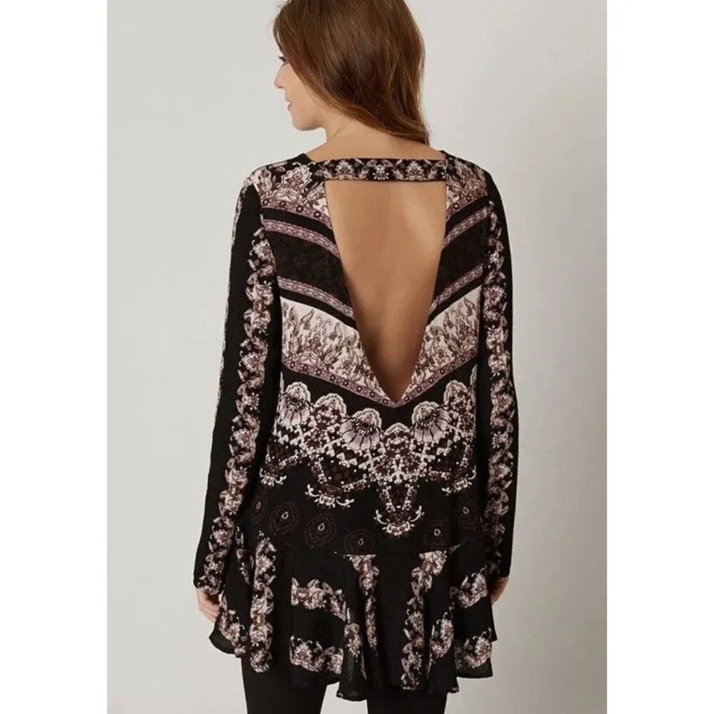 Free People Size S Oversize Boho Smooth Talker Tunic Blouse Festival Boho Grunge